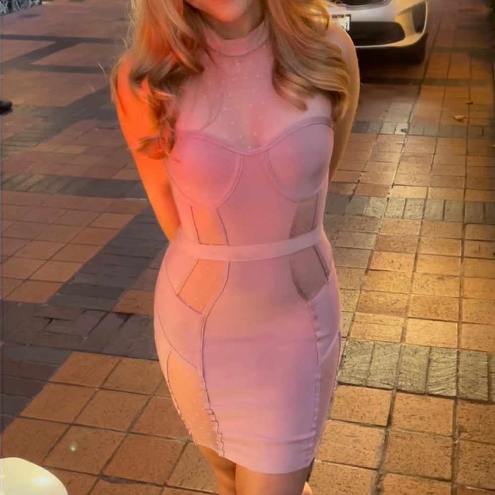 Bodycon Bandage Dress With Mesh Detail